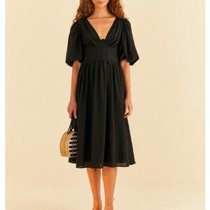 FARM Rio Black Midi Corset Dress